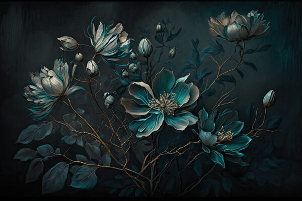 Peinture de fleurs sur fond noir Peinture de fleurs sur fond noir