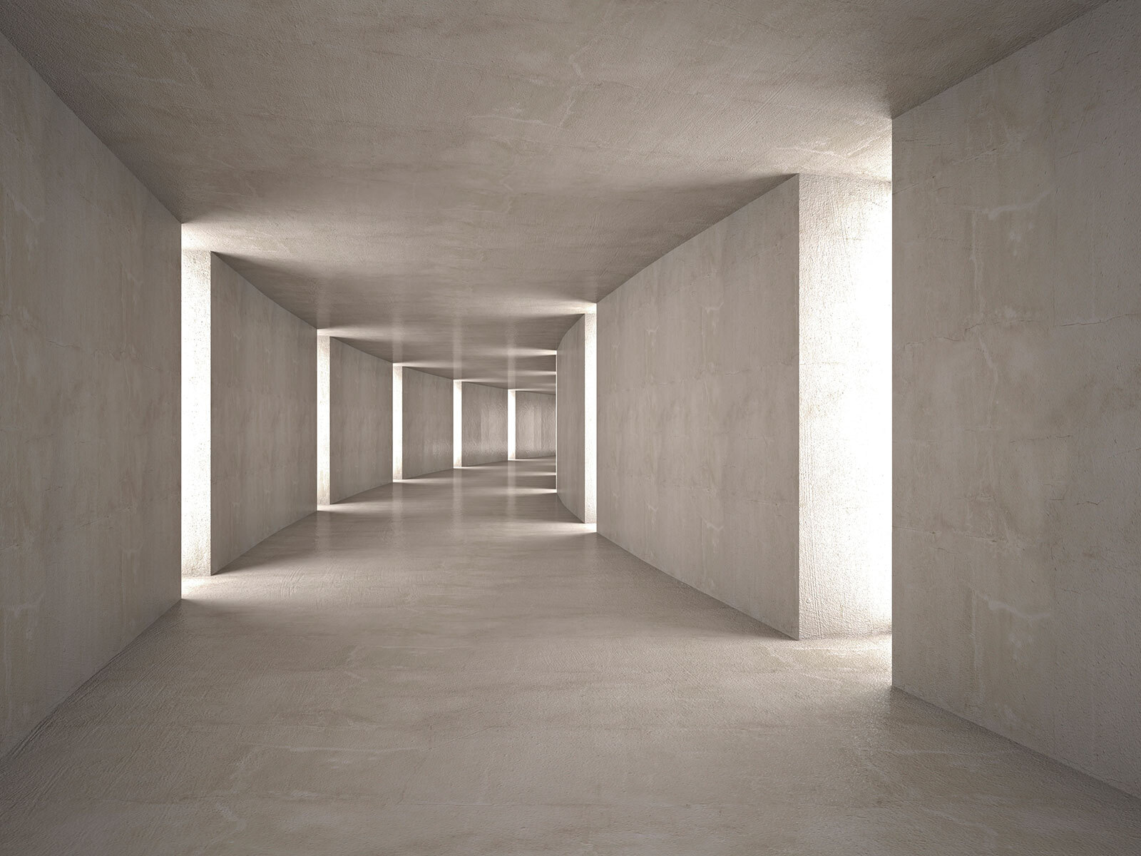 Long hallway with light coming through