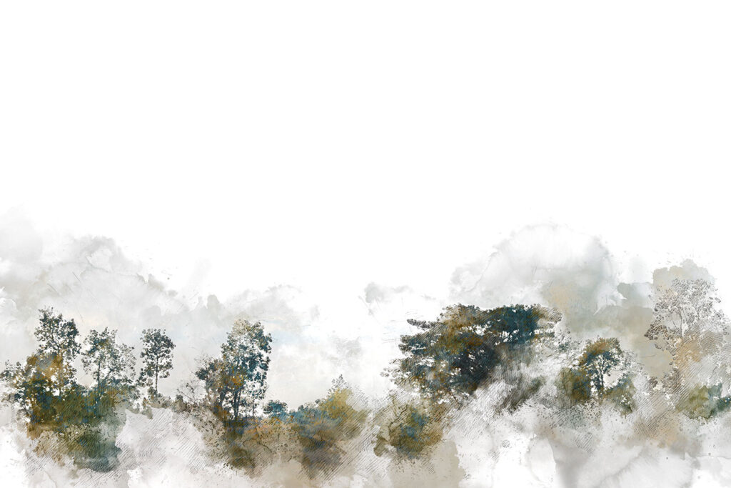 Aquarelle d'arbres et de nuages Aquarelle d'arbres et de nuages