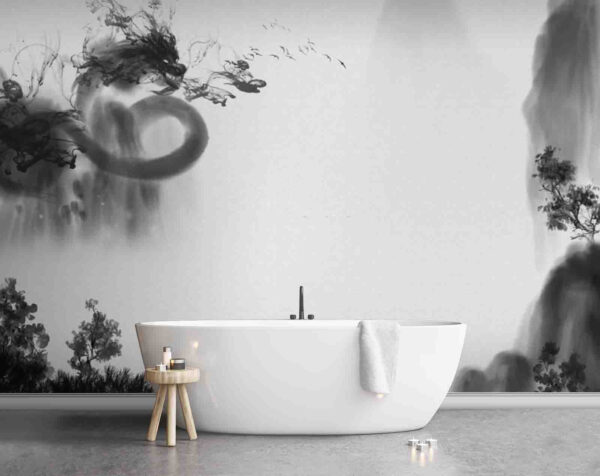 Papier peint Image en noir et blanc d'un dragon (UGS : u72980) Papier peint Papier peint Image en noir et blanc d'un dragon (UGS : u72980)