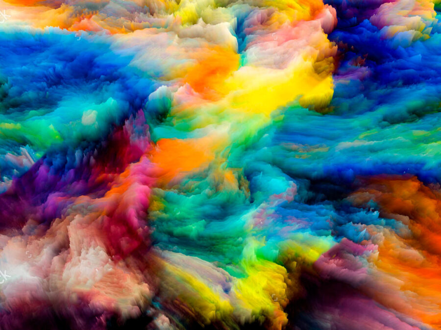 Nuage de peinture coloré