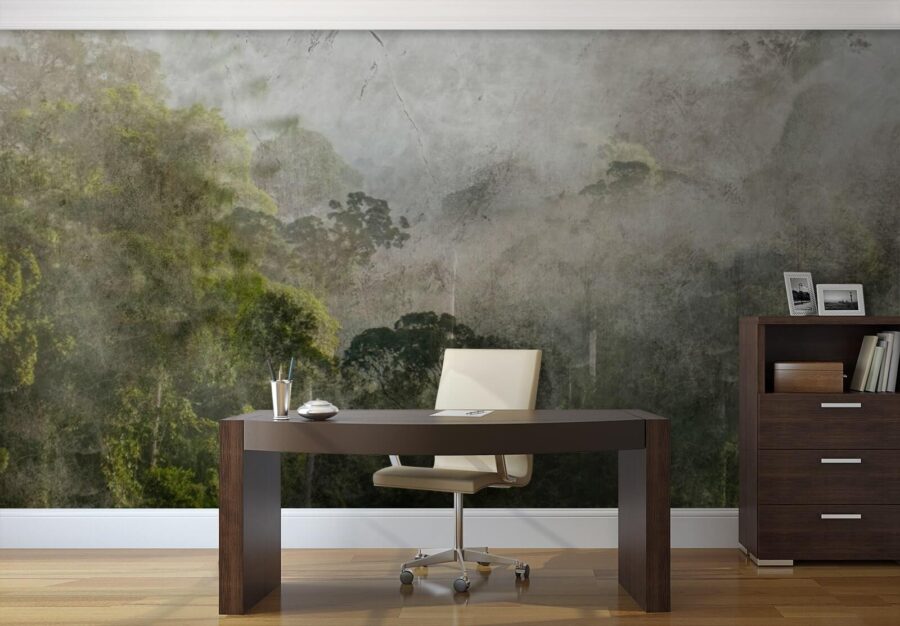 Papier peint Forêt brumeuse avec des arbres – Image 3