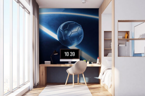 Ballon de football sur une surface bleue Ballon de football sur une surface bleue