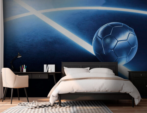 Ballon de football sur une surface bleue Ballon de football sur une surface bleue
