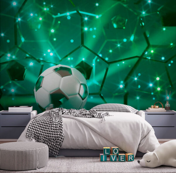 Ballon de football sur une surface réfléchissante Ballon de football sur une surface réfléchissante