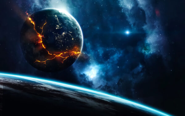 Planète avec une fissure dans la terre Planète avec une fissure dans la terre