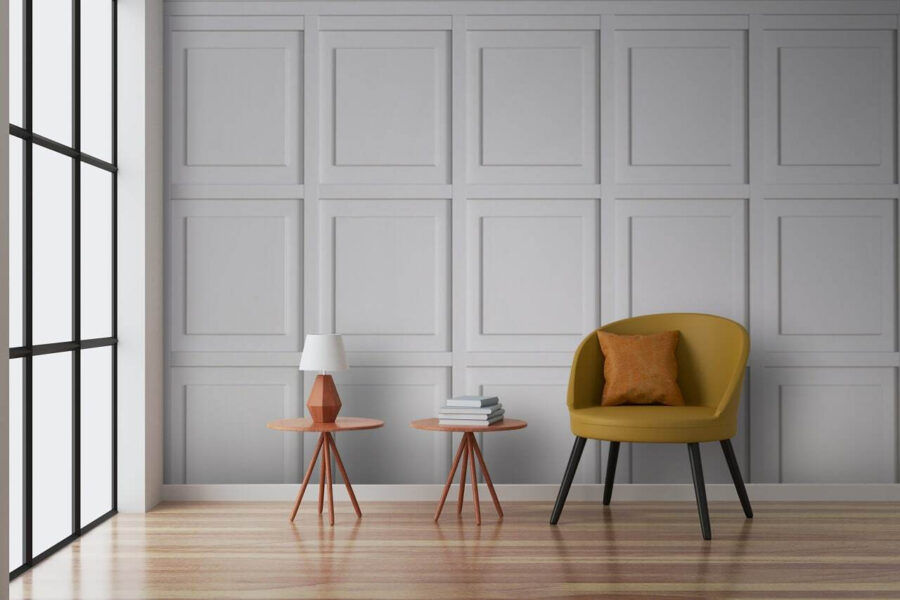 Mur blanc avec carreaux carrés