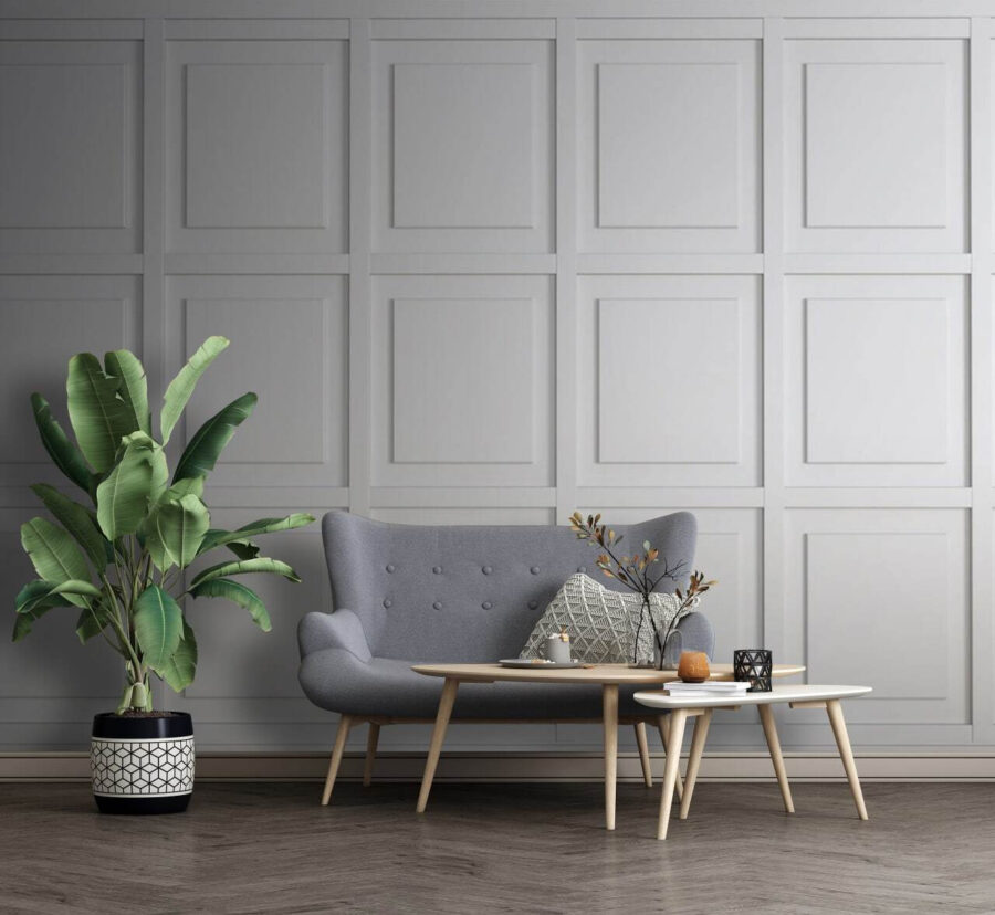 Mur blanc avec carreaux carrés