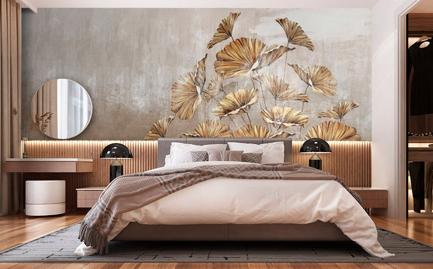 u72440pib1 - Peinture de feuilles sur un mur - tegory