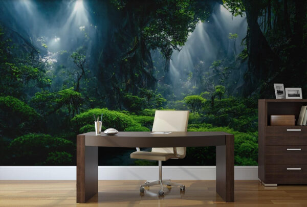 Ruisseau dans une forêt avec des arbres et des plantes Ruisseau dans une forêt avec des arbres et des plantes