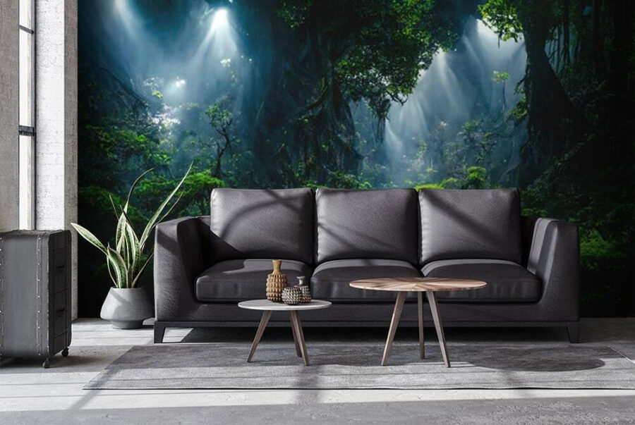 Ruisseau dans une forêt avec des arbres et des plantes Ruisseau dans une forêt avec des arbres et des plantes