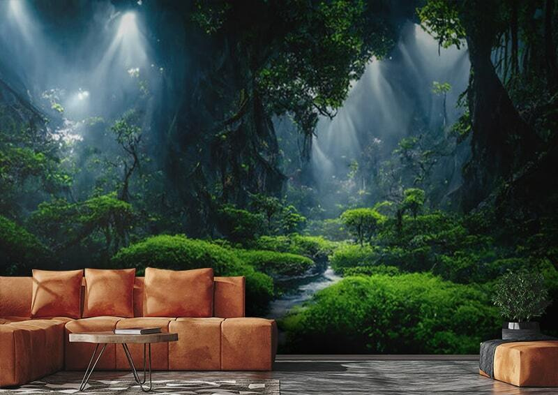 Ruisseau dans une forêt avec des arbres et des plantes Ruisseau dans une forêt avec des arbres et des plantes
