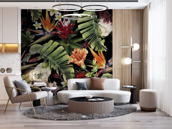Motif floral avec des fleurs et des feuilles Motif floral avec des fleurs et des feuilles
