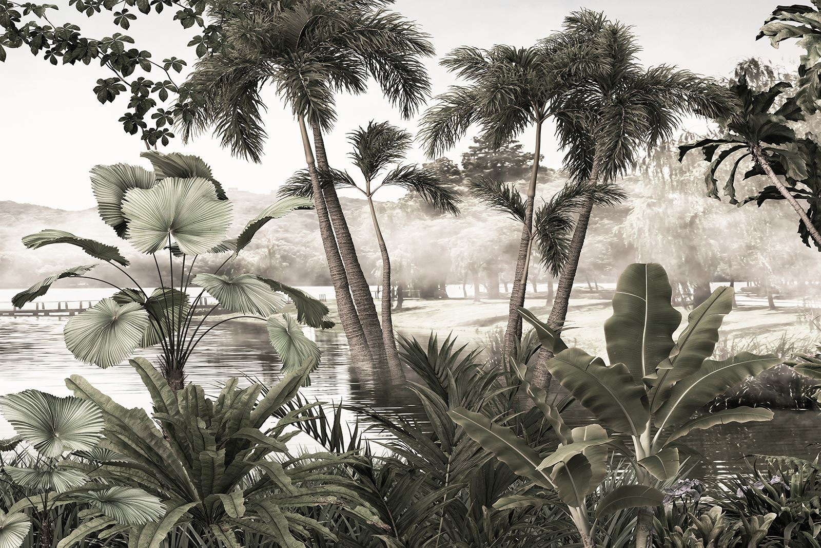 Groupe de palmiers dans l'eau u72340p - Groupe de palmiers dans l'eau - tegory