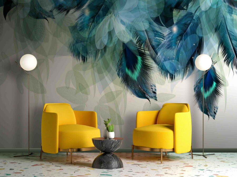 Plumes bleues et vertes