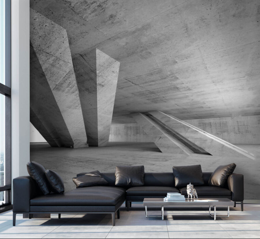 Salle en béton avec colonnes