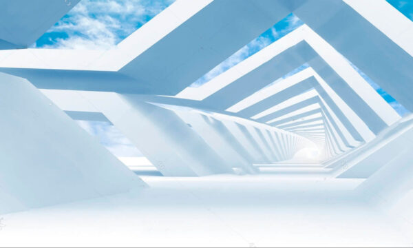 Structure blanche avec ciel bleu et nuages Structure blanche avec ciel bleu et nuages