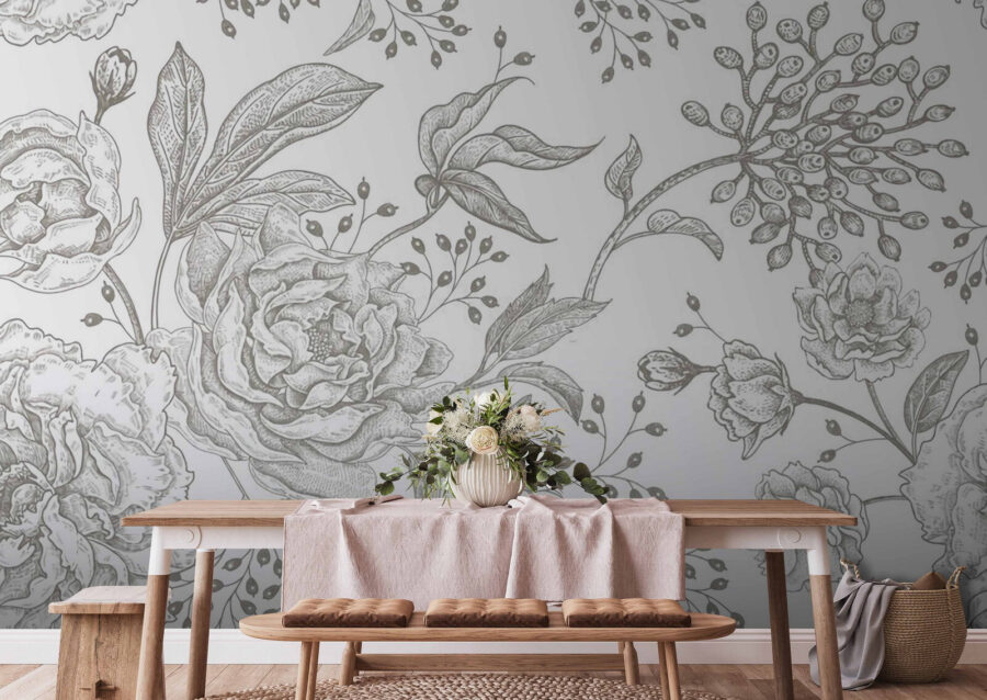 Motif floral délicat sur fond clair