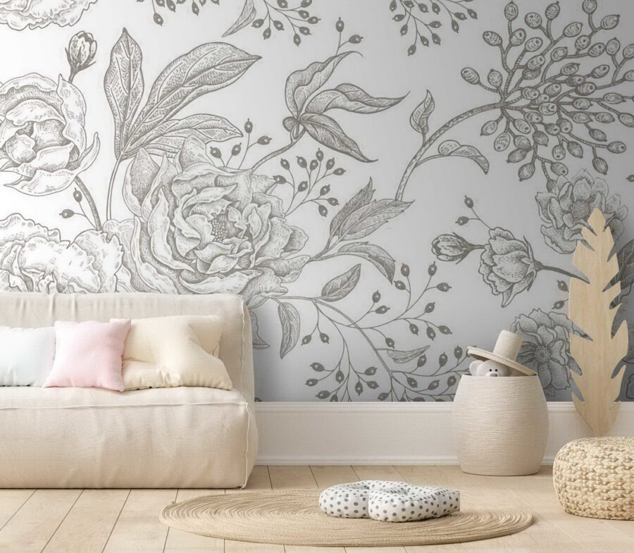 Motif floral délicat sur fond clair
