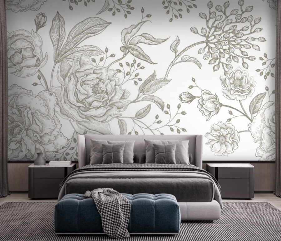 Motif floral délicat sur fond clair
