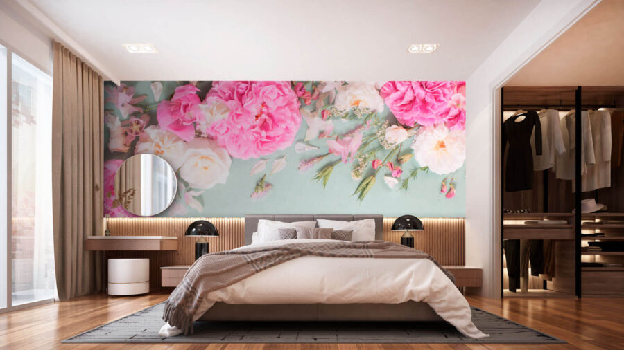 Groupe de fleurs roses
