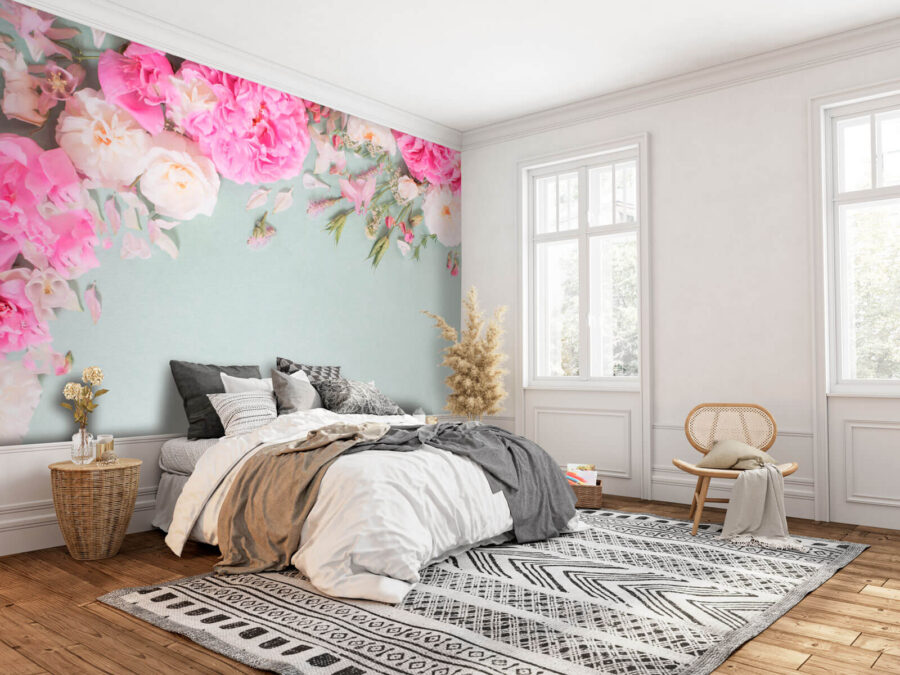 Groupe de fleurs roses