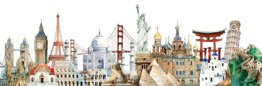 Aquarelle d'un monument célèbre