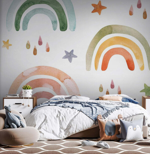 Motif d'arc-en-ciel et d'étoiles en aquarelle Motif d'arc-en-ciel et d'étoiles en aquarelle