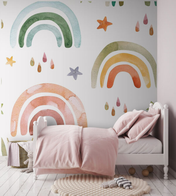 Motif d'arc-en-ciel et d'étoiles en aquarelle Motif d'arc-en-ciel et d'étoiles en aquarelle
