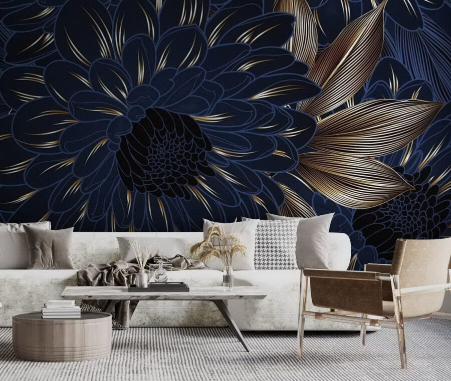 Motif floral élégant sur fond sombre