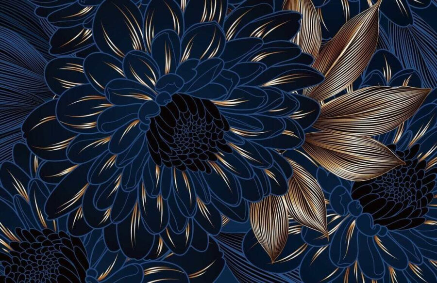 Motif floral élégant sur fond sombre