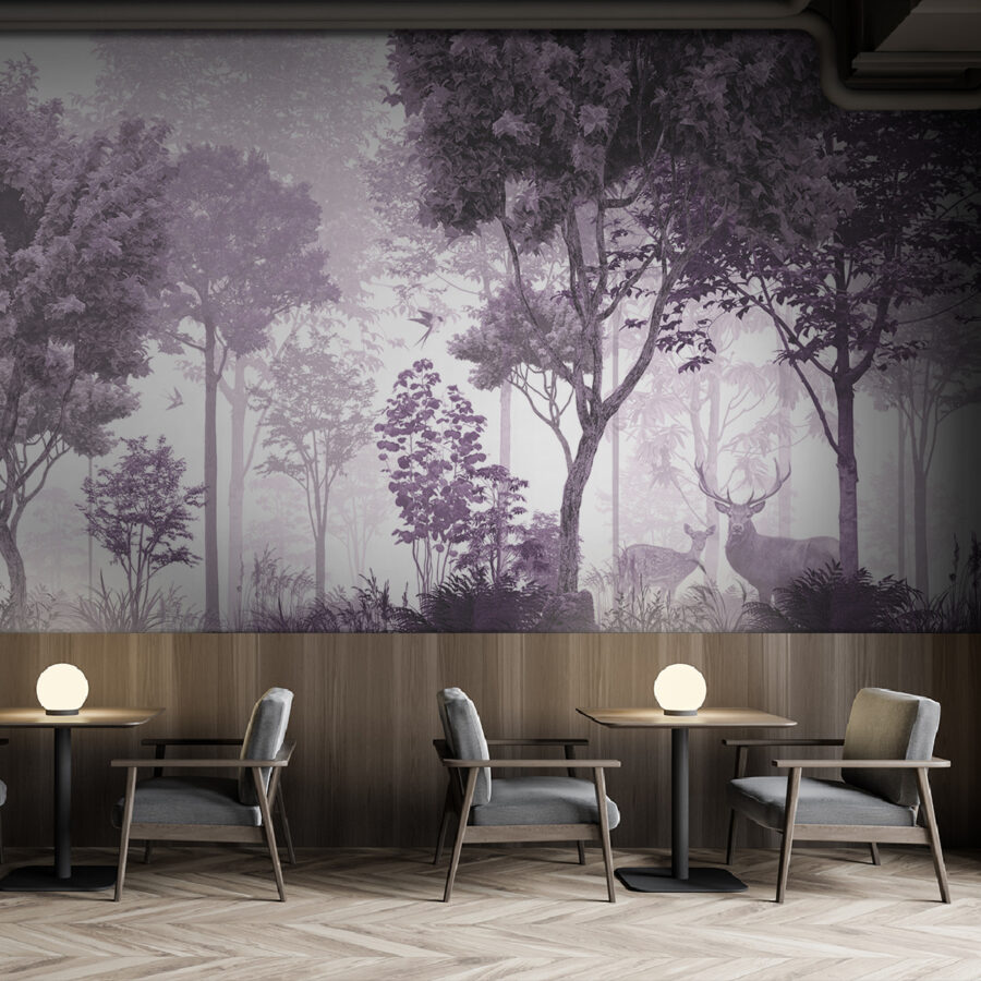 Image d'arbres et de plantes en violet et blanc