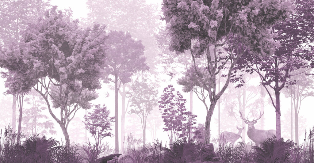 Image d'arbres et de plantes en violet et blanc Image d'arbres et de plantes en violet et blanc