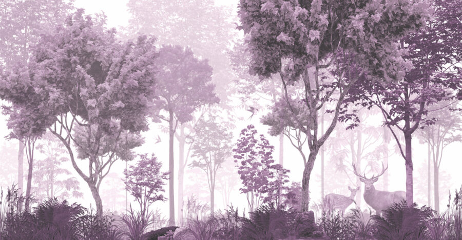 Image d'arbres et de plantes en violet et blanc