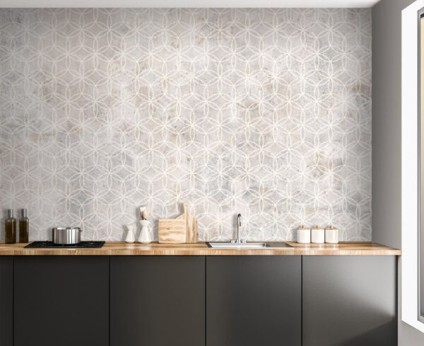 Mur à motifs blancs et gris Mur à motifs blancs et gris