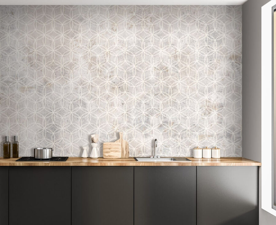 Mur à motifs blancs et gris Mur à motifs blancs et gris