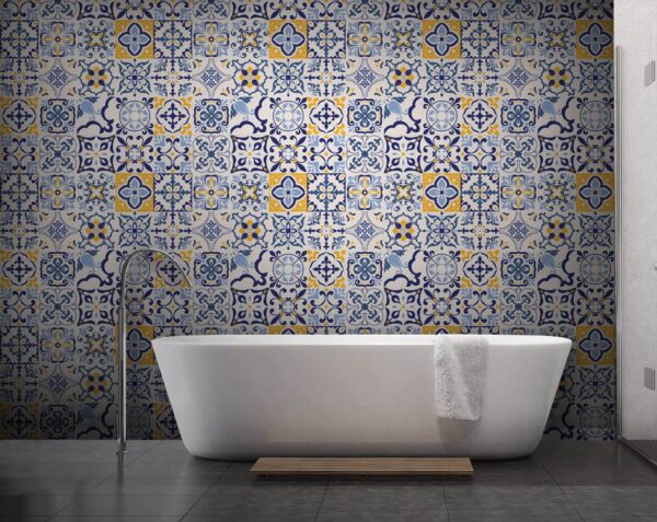 Motif de carreaux bleus et jaunes Motif de carreaux bleus et jaunes