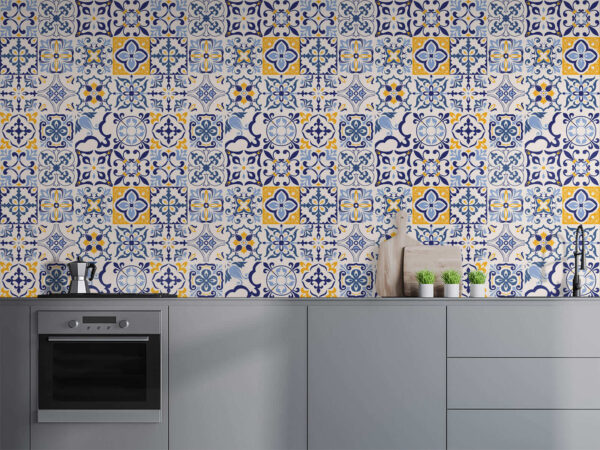 Motif de carreaux bleus et jaunes Motif de carreaux bleus et jaunes