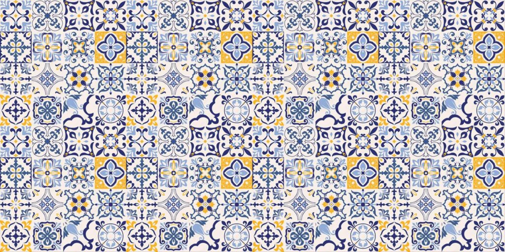 Motif de carreaux bleus et jaunes Motif de carreaux bleus et jaunes