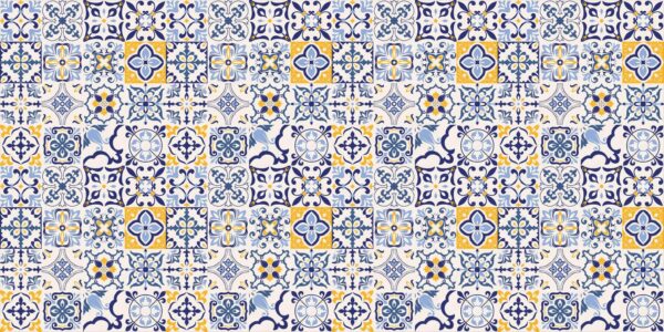 Motif de carreaux bleus et jaunes Motif de carreaux bleus et jaunes