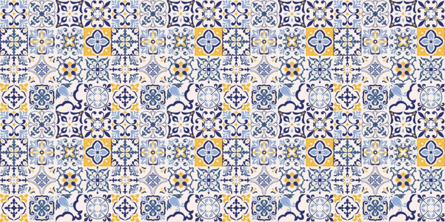Motif de carreaux bleus et jaunes