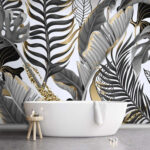 Papier peint Motif de feuilles et de fleurs