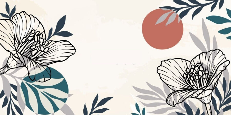 Papier peint Fond blanc avec des fleurs et des feuilles noires et blanches – Image 4