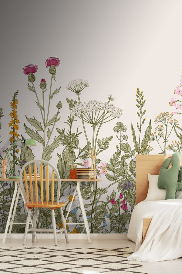 Rangée de fleurs et de plantes Rangée de fleurs et de plantes