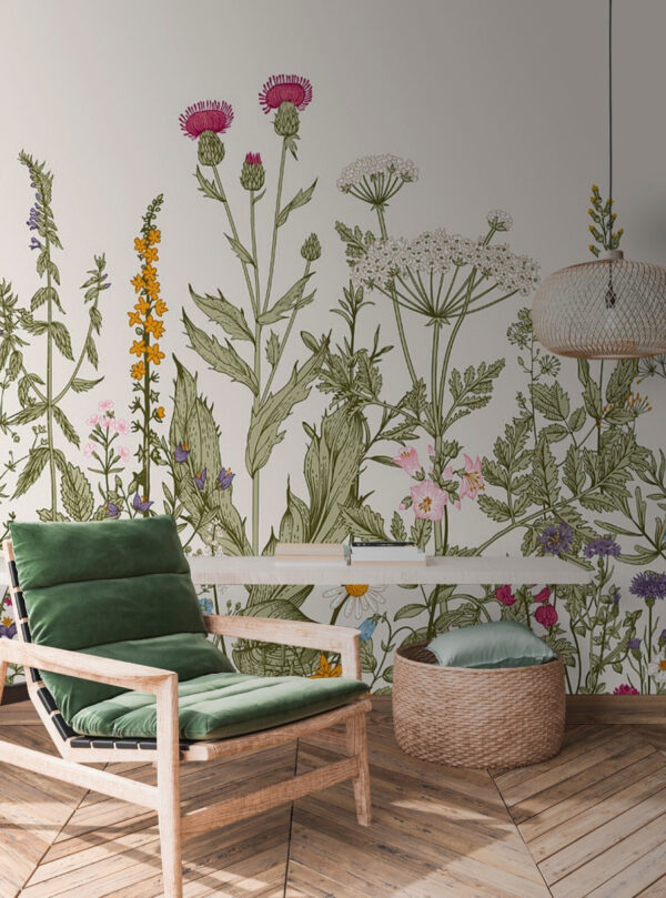 Rangée de fleurs et de plantes Rangée de fleurs et de plantes