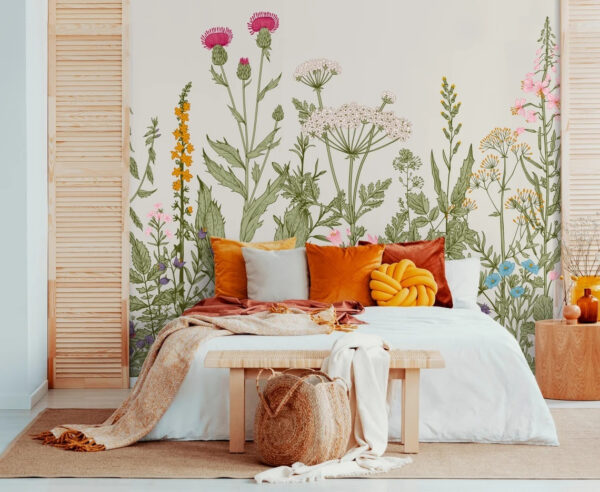 Rangée de fleurs et de plantes Rangée de fleurs et de plantes