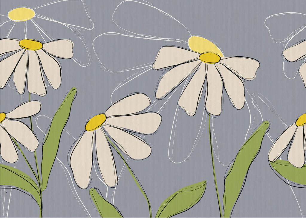 Dessin de fleurs sur fond gris Dessin de fleurs sur fond gris
