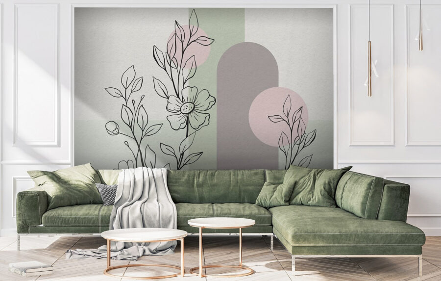 Dessin d'une fleur et de feuilles Dessin d'une fleur et de feuilles