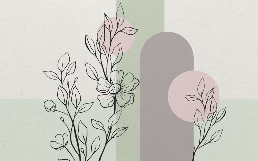 Dessin d'une fleur et de feuilles Dessin d'une fleur et de feuilles