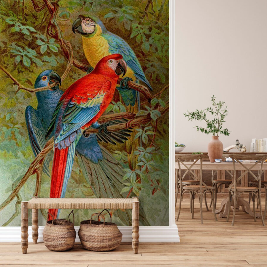 Groupe d'oiseaux colorés sur une branche d'arbre u71620piq1 900x900 - Groupe d'oiseaux colorés sur une branche d'arbre - tegory